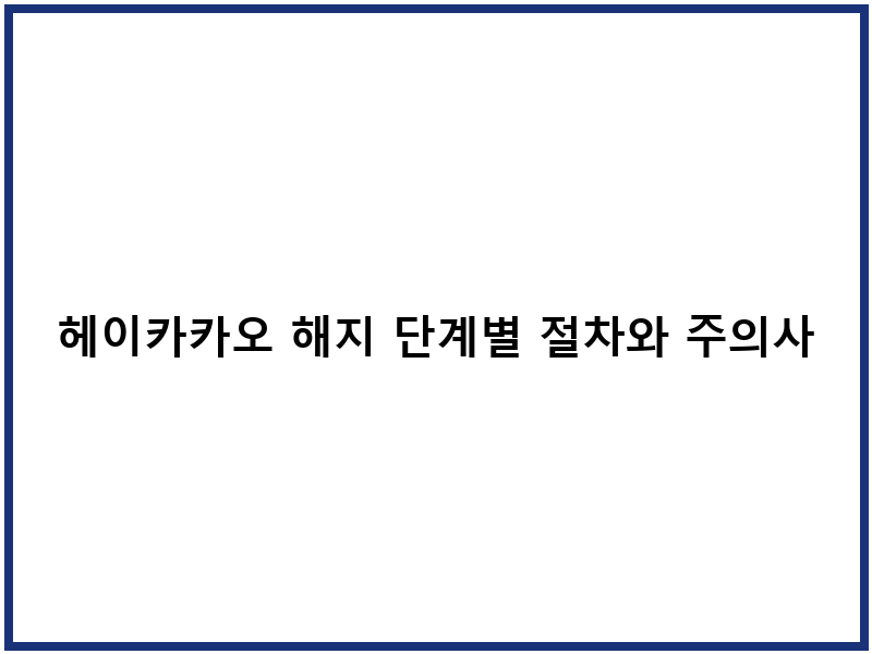헤이카카오 해지 단계별 절차와 주의사항
