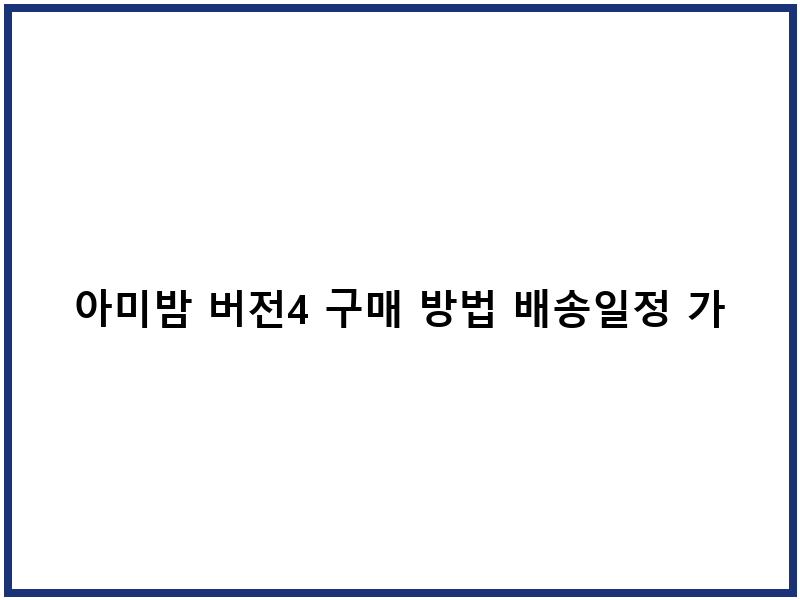 아미밤 버전4 구매 방법 배송일정 가격비교
