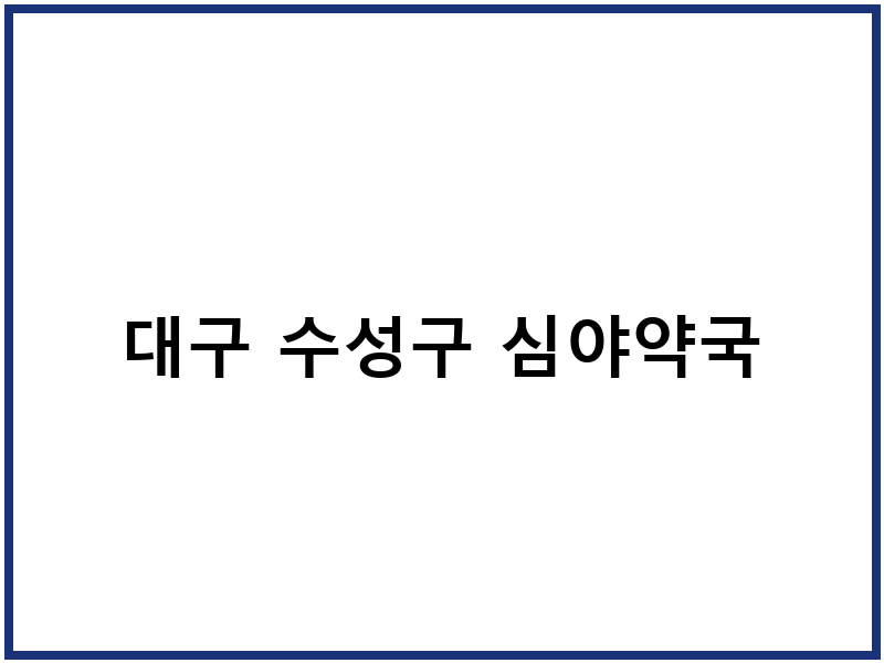 대구 수성구 심야약국